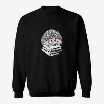 Book Nerd Hedgehog With Glasses, Cute Geek T Shirt Sweat Shirt - Seseable