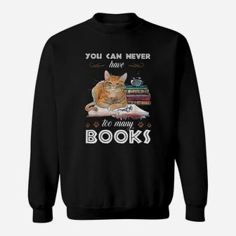 Books With Cat Sweat Shirt - Seseable