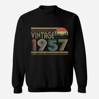 Born In 1957 Retro Vintage 64th Birthday Gifts 64 Years Old Sweat Shirt - Seseable