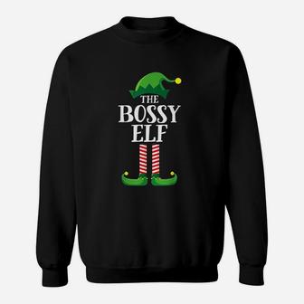 Bossy Elf Matching Family Group Christmas Party Sweat Shirt - Seseable