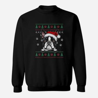 Boston Terrier Christmas Ugly Funny Dog Lover Xmas Sweat Shirt - Seseable