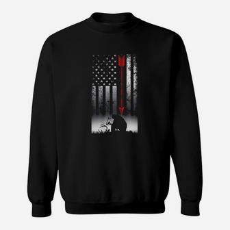 Bow Deer Hunting American Flag Gift For Bow Hunting Sweat Shirt - Seseable