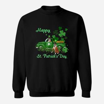 Boxer Riding Green Truck St Patricks Day Dog Lovers Gift Sweatshirt - Seseable