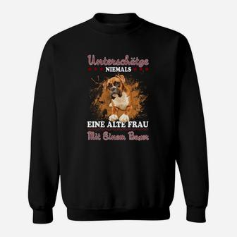 Boxer Unterschätze Niemals Eine Alte Frau Sweatshirt - Seseable