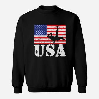 Breakdancing Usa American Flag Vintage Sweat Shirt - Seseable