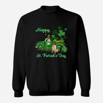 Brittany Riding Green Truck St Patricks Day Dog Lovers Gift Sweatshirt - Seseable