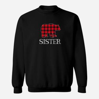 Buffalo Check Sister Bear Matching Family Outfits Sweat Shirt - Seseable