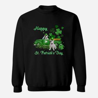Bull Terrier Riding Green Truck St Patricks Day Dog Lovers Gift Sweatshirt - Seseable