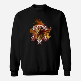 Burning Ink Flammen-Design Sweatshirt mit Kreuzmuster für Herren - Seseable