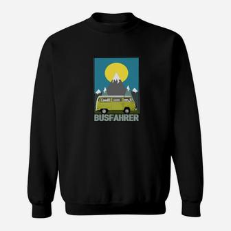 Busfahrer Retro Sweatshirt Sonnenuntergang & Fahrzeugdesign - Seseable