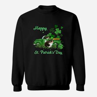 Calico Riding Green Truck St Patricks Day Cat Lovers Gift Sweatshirt - Seseable