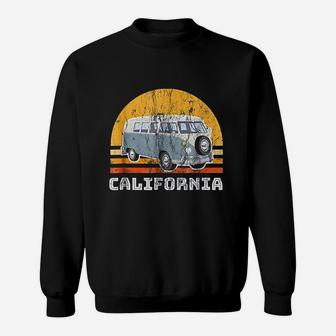 California Vintage Van | Road Trip Retro Hippie Sweat Shirt - Seseable