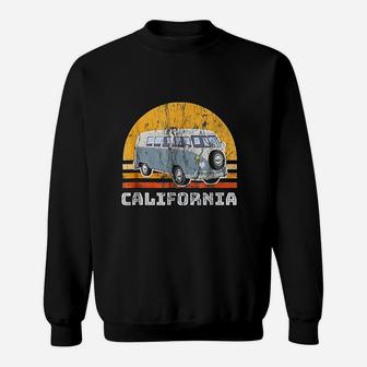 California Vintage Van Road Trip Retro Hippie Sweat Shirt - Seseable