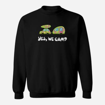 Campingfreunde Alien Sweatshirt Yes, We Camp in Schwarz - Seseable