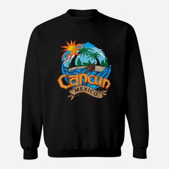 Cancun Mexico Beach Palm Tree Party Destination Sweat Shirt - Seseable