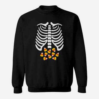 Candy Corn Skeleton Rib Cage Halloween Costume T Shirt Sweat Shirt - Seseable