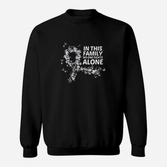 Canker No One Fights Alone Family Support White Ribbon Sweat Shirt - Seseable