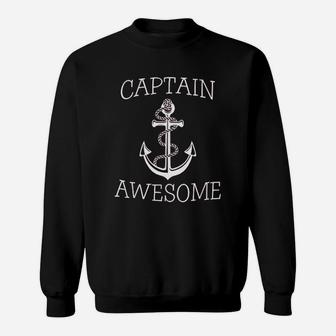 Captain Awesome Fishing Boat Cool Fisherman Sweat Shirt - Seseable