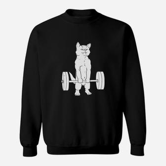 Cat Deadlift Powerlifting T-shirt Sweat Shirt - Seseable