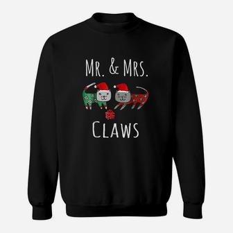 Cat Lover Christmas Santa Mr And Mrs Claws Cat Sweat Shirt - Seseable