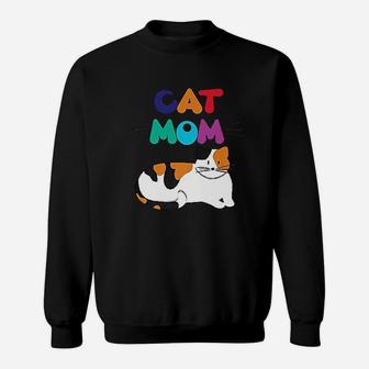 Cat Mom Calico Cat Lover Sweat Shirt - Seseable