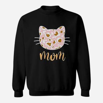 Cat Mom Leopard Pink Cat Sweat Shirt - Seseable