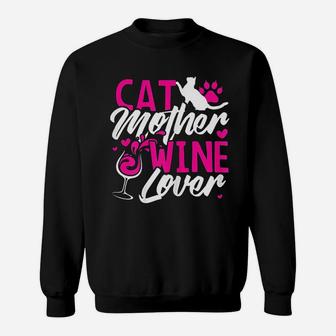 Cat Mother Wine Lover birthday Sweat Shirt - Seseable