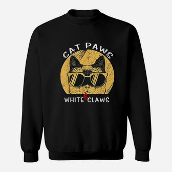 Cat Paws And White Claws Vintage Sweat Shirt - Seseable