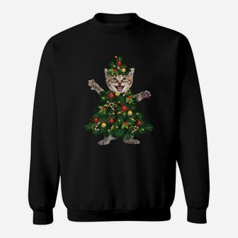 Cat Pine Christmas Tree Shirt Sweat Shirt - Seseable