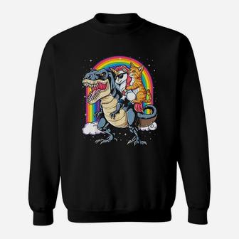 Cat Unicorn Dinosaur T Rex Kitten Lover Space Galaxy Sweat Shirt - Seseable