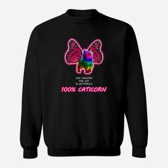 Caticorn Schmetterling Sweatshirt, Einzigartiges Einhorn Katze Design - Seseable
