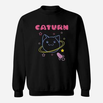 Caturn Cat In Space Planet Sweat Shirt - Seseable