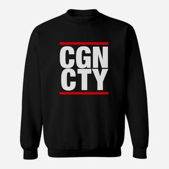 CGN CTY Sweatshirt in Schwarz, Urban Style mit Aufdruck in Weiß und Rot - Seseable