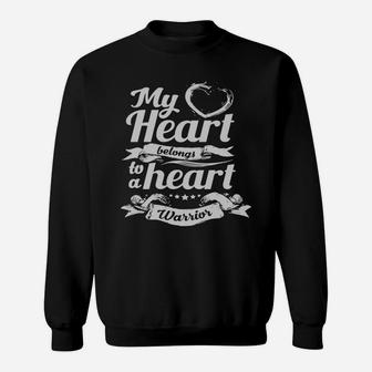 Chd Shirts - My Heart Belongs To A Heart Warrior Sweatshirt - Seseable
