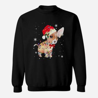 Chihuahua Dog Christmas Light Xmas Mom Dad Gifts Sweat Shirt - Seseable