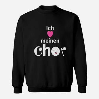 Chorliebe Sweatshirt mit Herz & Notenschlüssel, Schwarz - Seseable