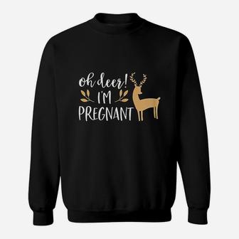 Christmas Announcement Oh Deer Im Preg Nant Sweat Shirt - Seseable