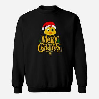 Christmas Chicken Wearing Santa Hat Chicken Gift Sweat Shirt - Seseable