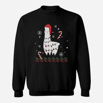 Christmas Llama Santa Ugly Xmas Tree Alpaca Sweat Shirt - Seseable
