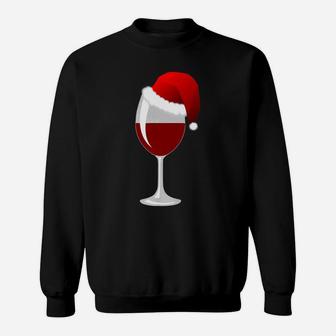 Christmas Wine Red Wine Santa Hat Sweat Shirt - Seseable