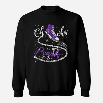 Chucks And Pearls 2021 Hbcu Black Girl Magic Purple Gift Sweat Shirt - Seseable