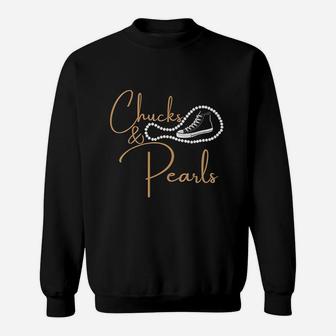 Chucks And Pearls 2021 Melanin Queen Black Gift Sweat Shirt - Seseable