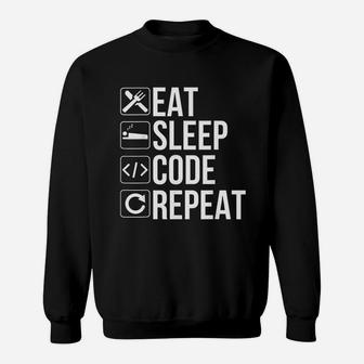 Coder Developer Gift Eat Sleep Code Repeat Sweat Shirt - Seseable