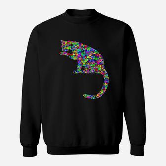 Colorful Cat Licking Paw Sweat Shirt - Seseable
