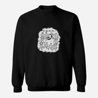 Comic-Schaf-Motiv Schwarzes Sweatshirt Bo, Bo, Bo..., Lustiges Design für Tierfreunde - Seseable