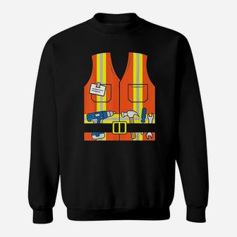 Construction Worker Orange Safety Vest Tools Sweatshirt - Seseable