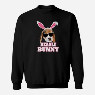 Cool Glasses Beagles Bunny Rabbit Dog Happy Easter Sweat Shirt - Seseable