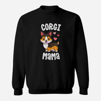 Corgi Mom For Women Dog Mama Red Tricolor Corgi Sweat Shirt - Seseable