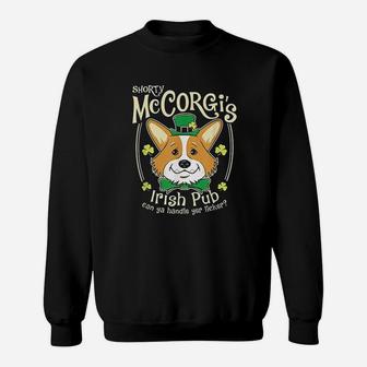 Corgi St Patricks Day Shorty Mccorgi Irish Pub Sweatshirt - Seseable