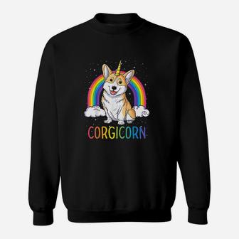 Corgicorn Corgi Unicorn Girls Space Galaxy Rainbow Sweat Shirt - Seseable